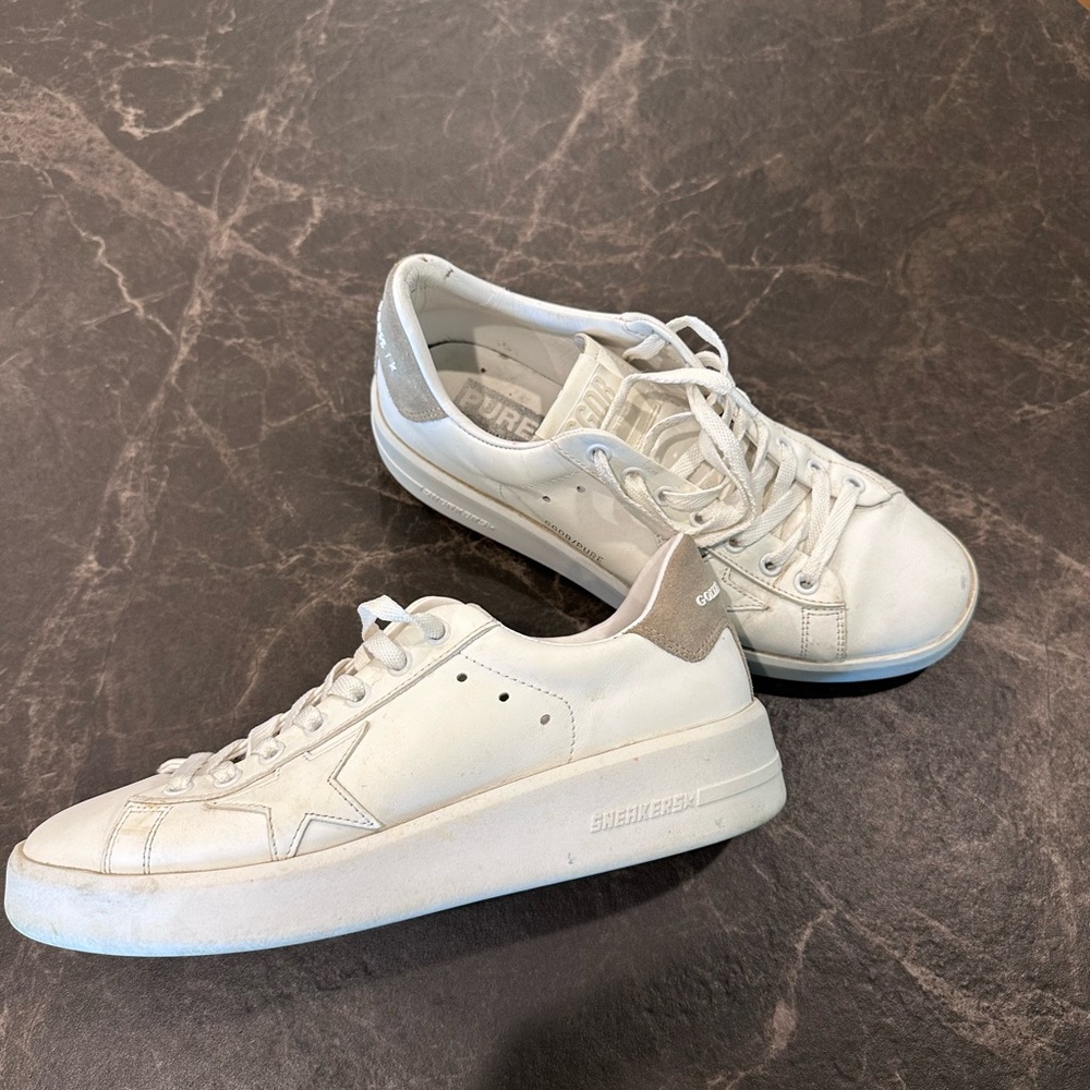 Golden Goose White and Gray Sneakers